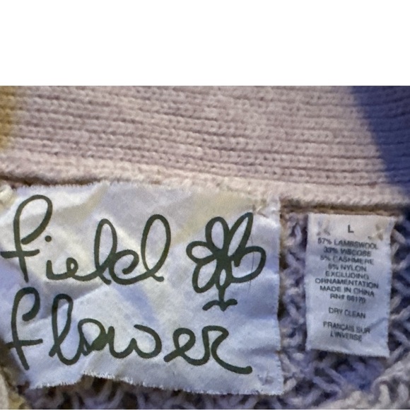 Field Flower, size large : Women's Beige Cardigan Sweater,knit multiple patterns - Picture 9 of 9